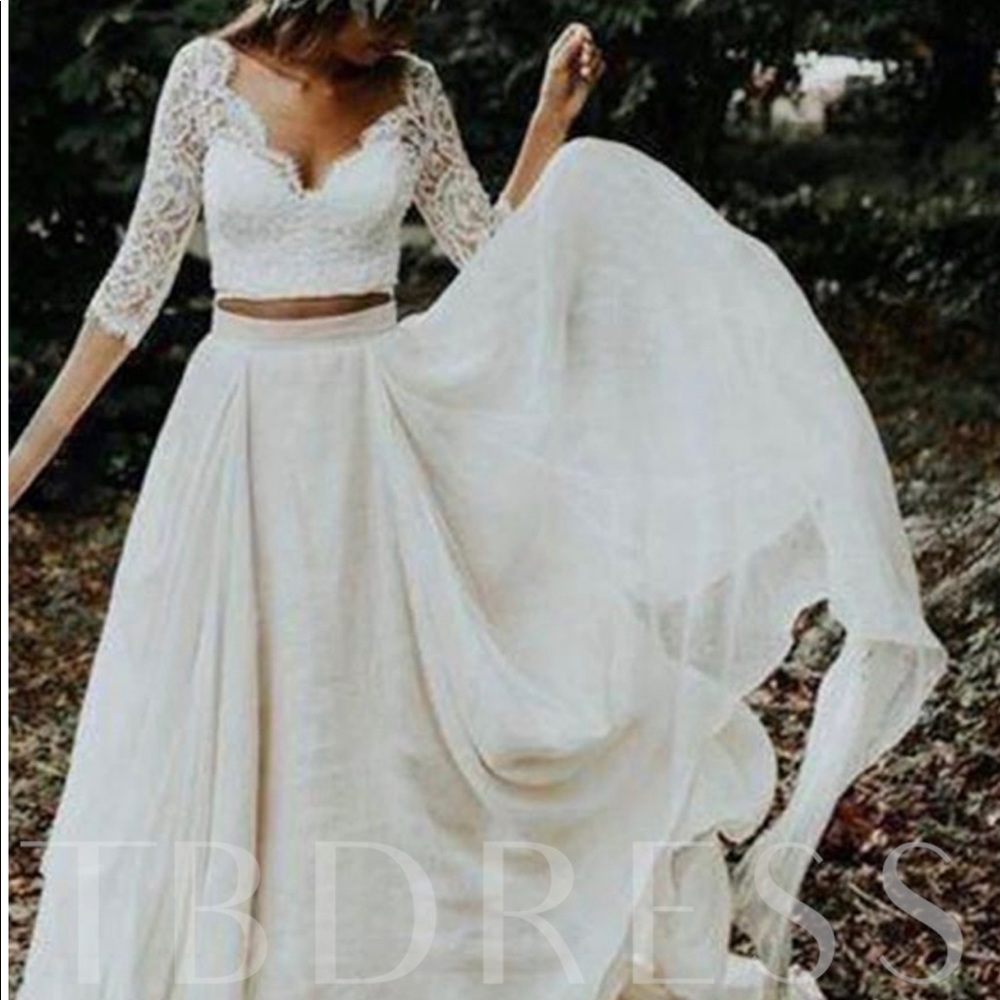 2 piece lace and chiffon dress